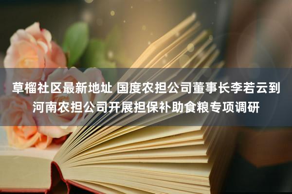 草榴社区最新地址 国度农担公司董事长李若云到河南农担公司开展担保补助食粮专项调研