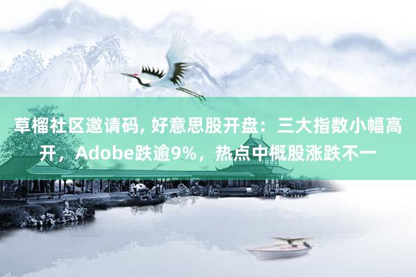 草榴社区邀请码， 好意思股开盘：三大指数小幅高开，Adobe跌逾9%，热点中概股涨跌不一