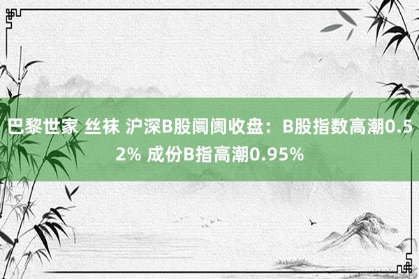 巴黎世家 丝袜 沪深B股阛阓收盘：B股指数高潮0.52% 成份B指高潮0.95%