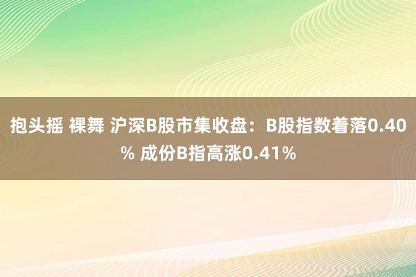 抱头摇 裸舞 沪深B股市集收盘：B股指数着落0.40% 成份B指高涨0.41%