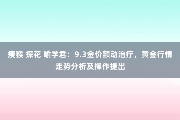 瘦猴 探花 喻学君：9.3金价颤动治疗，黄金行情走势分析及操作提出