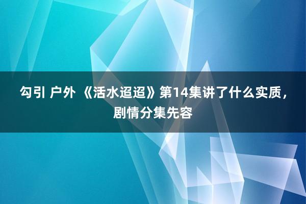 勾引 户外 《活水迢迢》第14集讲了什么实质，剧情分集先容