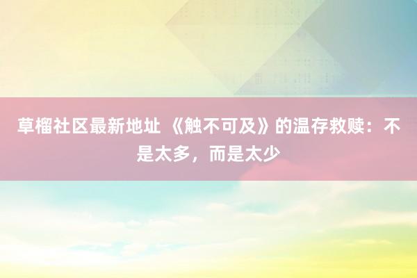 草榴社区最新地址 《触不可及》的温存救赎：不是太多，而是太少