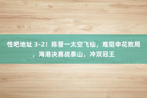 性吧地址 3-2！陈晋一太空飞仙，难阻申花败局，海港决赛战泰山，冲双冠王