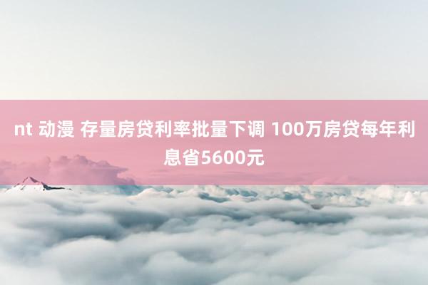 nt 动漫 存量房贷利率批量下调 100万房贷每年利息省5600元