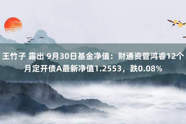 王竹子 露出 9月30日基金净值：财通资管鸿睿12个月定开债A最新净值1.2553，跌0.08%