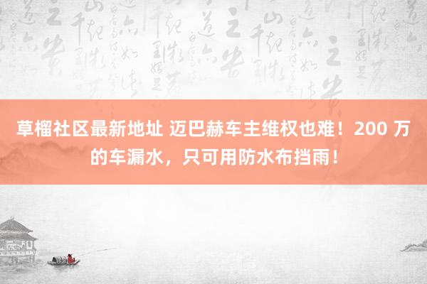 草榴社区最新地址 迈巴赫车主维权也难！200 万的车漏水，只可用防水布挡雨！