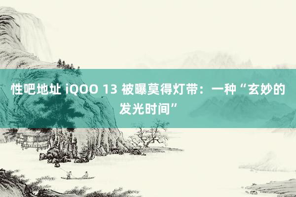 性吧地址 iQOO 13 被曝莫得灯带：一种“玄妙的发光时间”