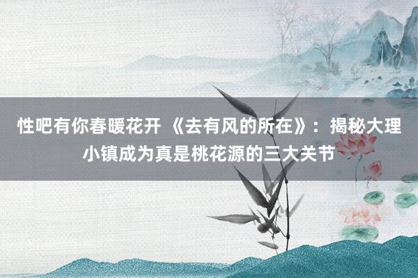 性吧有你春暖花开 《去有风的所在》：揭秘大理小镇成为真是桃花源的三大关节