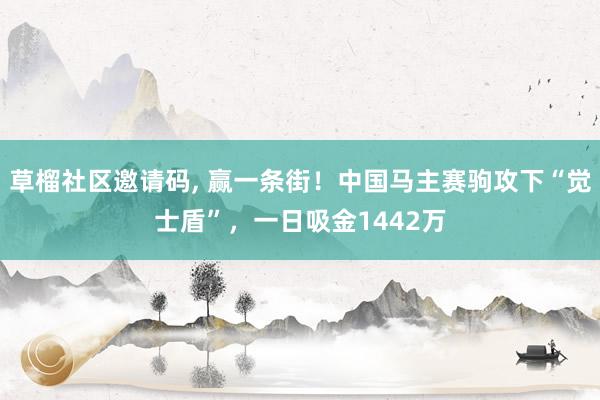 草榴社区邀请码, 赢一条街！中国马主赛驹攻下“觉士盾”，一日吸金1442万