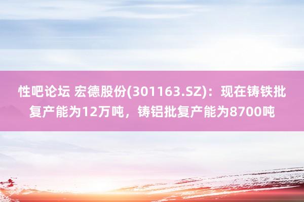 性吧论坛 宏德股份(301163.SZ)：现在铸铁批复产能为12万吨，铸铝批复产能为8700吨