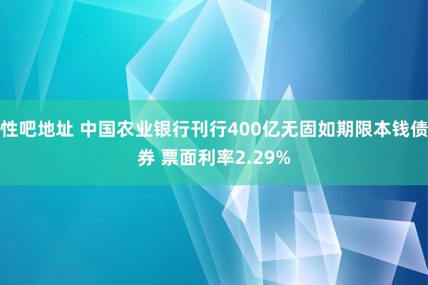 性吧地址 中国农业银行刊行400亿无固如期限本钱债券 票面利率2.29%