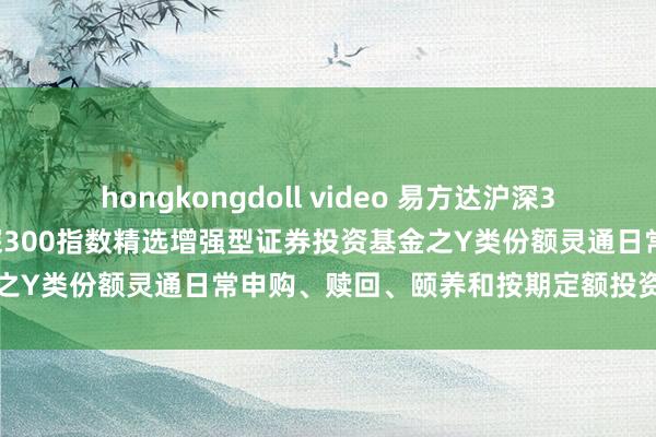 hongkongdoll video 易方达沪深300精选增强Y: 易方达沪深300指数精选增强型证券投资基金之Y类份额灵通日常申购、赎回、颐养和按期定额投资业务的公告