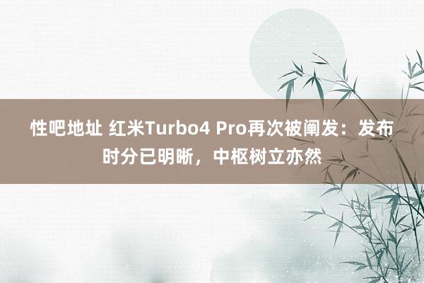 性吧地址 红米Turbo4 Pro再次被阐发：发布时分已明晰，中枢树立亦然