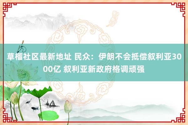 草榴社区最新地址 民众：伊朗不会抵偿叙利亚3000亿 叙利亚新政府格调顽强