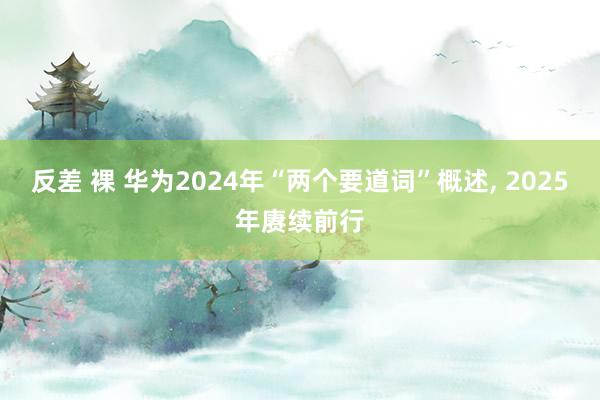 反差 裸 华为2024年“两个要道词”概述, 2025年赓续前行