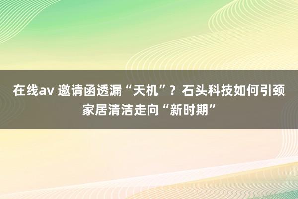 在线av 邀请函透漏“天机”？石头科技如何引颈家居清洁走向“新时期”