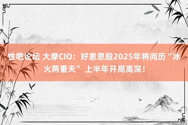 性吧论坛 大摩CIO：好意思股2025年将阅历“冰火两重天” 上半年开局高深！