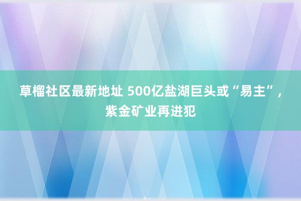 草榴社区最新地址 500亿盐湖巨头或“易主”，紫金矿业再进犯